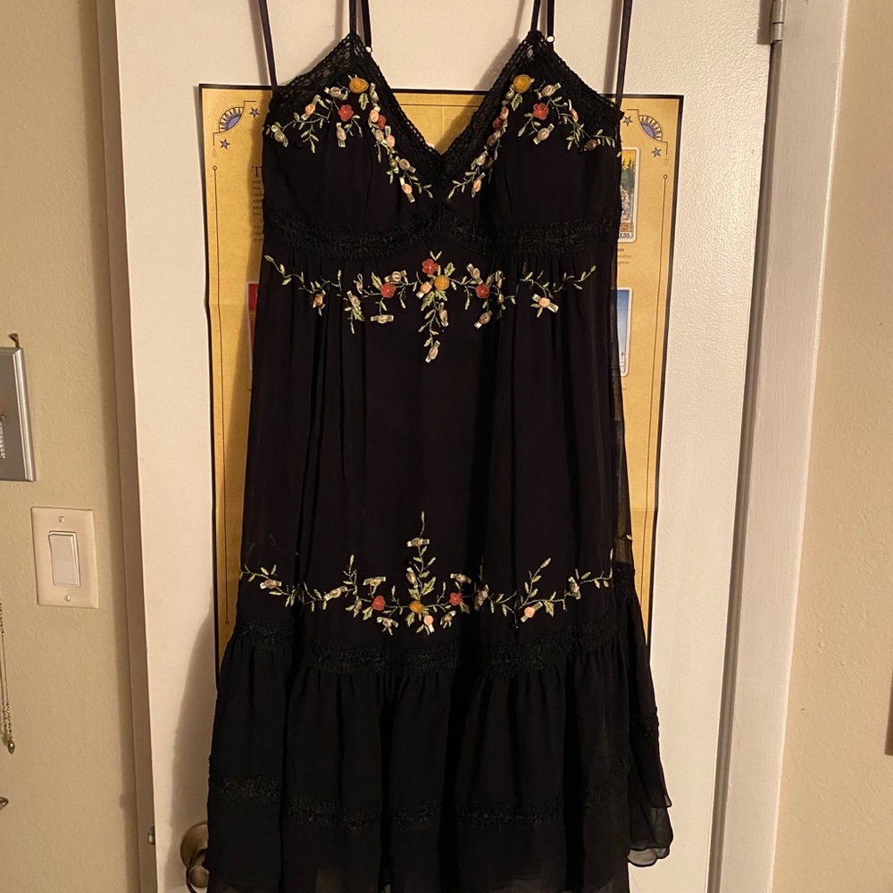 Sue Wong Early 2000’s Black Silk Dress